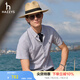 哈吉斯（HAZZYS）男裝 2025夏季新款男襯衣雙色條紋純棉通勤短袖襯衫男ATCZK1CBF64 藏青色NV L (175/96A 48)