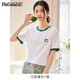 品彩（PinCai）短袖t恤女夏撞色圓領(lǐng)兔子牙刷繡上衣可愛休閑打底衫 P143T1485