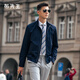 布先生復古英倫風(fēng)夾克外套男2025秋冬新款商務(wù)休閑簡(jiǎn)約男裝上衣BT16917 深海藍 L (175)