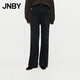 JNBY/江南布衣秋冬牛仔褲女萊賽爾垂感闊腿毛邊休閑長褲5O8E12680 990/牛仔黑 XS