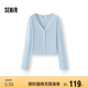 森馬（Semir）[商場(chǎng)同款]針織開衫女短款修身純色2025夏季花邊V領(lǐng)101325106002