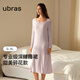 ubras呼呼碎花裙子女生套頭長(cháng)袖睡裙睡衣碎花連衣裙 連衣裙-紫底薰衣草印花 M