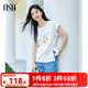 歐莎水果印花T恤開叉圓領(lǐng)寬松短袖套頭衫上衣女2025年夏季新款 白色 M