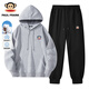 大嘴猴（paul frank）套裝男士春秋衛衣衛褲青少年休閑運動(dòng)套裝 灰色   XL   