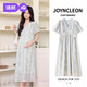 婧麒（JOYNCLEON）孕婦裝連衣裙夏季2025新款孕媽高級穿搭大碼氣質(zhì)收腰寬松裙子 水墨藍（法式連衣裙） XL