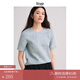 旅途原品ltyp 進(jìn)口100%亞麻極簡(jiǎn)文藝小衫 休閑百搭短袖T恤女夏 湖藍(lán)色 S