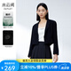 水云間黑色短款平駁領(lǐng)小西裝外套女春季新款2025時(shí)尚通勤醋纖西服 黑色 M