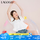 lagogo拉谷谷夏季新款白色方領(lǐng)泡泡袖襯衣減齡甜美短袖上衣女全棉 本白色(V1) 均碼