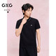 GXG男裝24年夏季領(lǐng)口撞色刺繡短袖Polo衫男短袖 黑色 XL