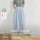 茵曼（INMAN）純棉府綢半身裙2025夏季女裝新款法式松緊腰寬松顯瘦氣質(zhì)裙子 淺藍(lán)色 L