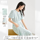 對(duì)白【仙女裙】法式浪漫提花連衣裙女2025夏季新款氣質(zhì)花苞袖長裙 冰綠色 M