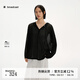 播松弛感寬松針織衫外套女25春夏新款慵懶風(fēng)長(zhǎng)袖罩衫DDS2SD5103 K40玄黑 S