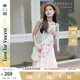 兩三事梵高文藝 彌花棲夢(mèng) 2025春季新款森系風(fēng)蕾絲拼接印花布無袖連衣裙 拼色 M