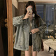 妹丫牛仔外套女2025春秋季新款復(fù)古寬松懶懶風(fēng)百搭?yuàn)A克上衣開衫情侶裝 圖片色 M