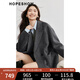 紅袖高級感毛呢大衣冬季2024新款女裝通勤翻駁領(lǐng)氣質(zhì)長毛雙面呢外套 煙灰056 M