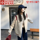 SNYDER WEAR美式復(fù)古慵懶棒球服外套女韓系寬松百搭外套撞色顯瘦夾克長袖上衣 燕麥拼酒紅，不加絨 常規(guī) S 建議95斤以內(nèi)