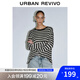 UR2025夏季新款女裝撞色條紋寬松圓領(lǐng)長袖T恤UWJ450041 黑色條紋 M