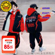 G.DUCKKIDS童裝男童秋裝套裝兒童衣服男孩春秋冬裝加絨加厚馬甲運(yùn)動(dòng)裝三件套 紅色三件套【秋冬款】 160尺碼13~14歲【150-160cm】