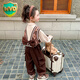 WVD國際品牌女童秋裝2025新款洋氣工裝兒童套裝早春秋季寶寶服 咖色 90 cm