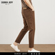 DEREK JEFF 戴里克.杰夫輕奢男士牛仔褲夏季新款棉韓版修身小腳褲彈力休閑九分男褲子 咖啡色 薄款 28