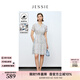 JESSIE【淺藍(lán)花影】2025年夏季新款優(yōu)雅仿真絲雪紡收腰印花連衣裙 藍(lán)色 S