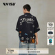 EVISU福神2025年夏季新品男士商標(biāo)印花襯衫2ESHTM5SS1249BZSN 黑色 M