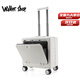 Walker Shop行李箱拉桿箱男女登機箱小型密碼鋁框大容量旅行箱小型可登機 米白色 16英寸 【橫款登機箱】