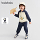 巴拉巴拉童裝兒童長(cháng)袖套裝寶寶入園兩件套男童女童秋裝萌可愛(ài)洋氣 深藍80821 100