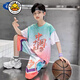 G.DUCKKIDS兒童夏季套裝2025新款男童速干套裝短袖運(yùn)動(dòng)服帥氣休閑夏裝兩件套 紅色23號中國風(fēng)套裝 薄款 150 碼適合140-150cm【65-80斤】