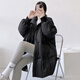 Rindu大碼羽絨服女200斤顯瘦中長(cháng)款蝙蝠袖羽絨服女式2025冬季新款中長(cháng) 黑色 S90-130斤 均碼