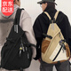 韞舜雙肩包男女 潮酷多功能書(shū)包大容量帆布單肩背包兩用背包運動(dòng)工裝 水滴三角包【黑色大號】