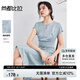 尚都比拉國風(fēng)提花連衣裙女夏季腰側(cè)收褶顯瘦女士優(yōu)雅開叉裙擺裙子七夕送禮