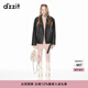 DZZIT地素明星同款皮夾克春秋新款水洗工藝機能風(fēng)少女 黑色 S