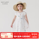 MARC&JANIE馬克珍妮兒童夏裝女童印花網(wǎng)紗針織連衣裙嬰兒禮服裙子230865 淺米黃 100