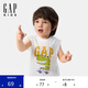 GAP男女幼童2025夏季新款印花logo開(kāi)肩扣棉質(zhì)背心兒童裝767333