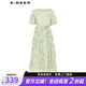 S.DEER圣迪奧女裝優(yōu)雅田園風(fēng)圓領(lǐng)暈染收腰泡泡袖連衣裙S242Z12Q8 淺草綠/56 M 165