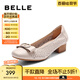 百麗（Belle）蝴蝶結(jié)花卉鏤空平跟單鞋女商場(chǎng)同款通勤單鞋B1J1DAQ4 米白 37 (235mm)