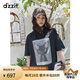 DZZIT地素連衣裙2025夏季新款簡(jiǎn)約貓咪珠片繡短袖純棉T恤裙3J2O4451A 黑色 M