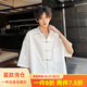 QGF個性痞帥潮男襯衫女學(xué)生情侶純色百搭短袖襯衣垂感原宿風(fēng)夏季上衣 白色 XL 【建議130-145斤】