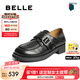 百麗（Belle）七夕禮物復(fù)古樂福鞋女25秋新商場款牛皮兩穿便士樂福鞋D9W1DCM5 黑色 37 (235mm)