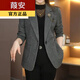 葭安西裝外套2024中年媽媽女秋冬款洋氣顯瘦中老年西服上衣 灰色 2XL 120-130斤左右