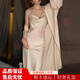 FENTENGG輕奢品牌真絲睡裙女婚禮長(zhǎng)款蕩領(lǐng)睡袍套裝晨袍桑蠶絲家居睡衣 香檳色 吊帶加睡袍 L