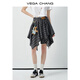 VEGA CHANG短袖T恤女2026年夏新款純色polo衫休閑百搭正肩上衣 蘇格蘭格紋（短裙） L