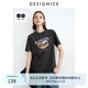 迪賽尼斯（DESIGNICE）2024年夏季新款通勤風(fēng)百搭寬松小眾印花圓領(lǐng)短袖T恤女 灰色 XL
