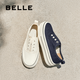 百麗（Belle）航海家百搭帆布鞋女2025秋新厚底便捷無系帶休閑鞋B2699CM5 藏藍色 35 (225mm)