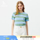 哈吉斯（HAZZYS）女裝 2025夏季新款女士拼色寬條紋寬松T恤衫女ASTSE0CBE54 綠色GR L (165/88A 40)