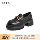 他她（TATA）高跟樂福鞋女厚底小皮鞋英倫風(fēng)單鞋春GOK02AA4 黑色 36