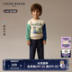 Teenie Weenie Kids小熊童裝24秋冬款男女寶寶撞色印花加絨衛(wèi)衣 綠色 100cm