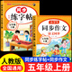 五年級上冊下冊同步字帖人教版 小學(xué)語文同步教材練字帖寫字課課練5年級上下小學(xué)生課本生字練習(xí)上學(xué)期一課一練鋼筆習(xí)字帖部編版每日一練 五上【2本】語文字帖+同步作文 小學(xué)五年級