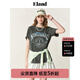 ELAND衣戀T恤女學(xué)院海軍風(fēng)印花圖案寬松短袖舒適上衣2025夏季新款 深灰色(17)D/Grey L /170